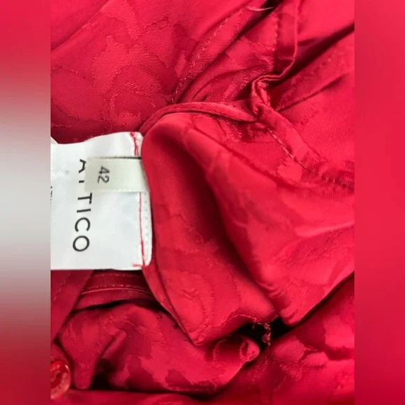 Attico Size 42 (size 6) Red Jacquard Ruffle Maxi Dress - Picture 9 of 11